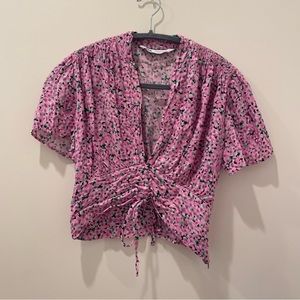 Zara Floral Print Tie Crop Top